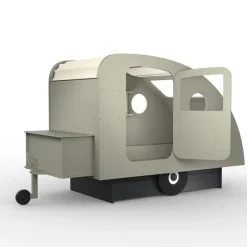 Lit enfant caravane avec coffre + timon finition laquée (coloris au choix)
