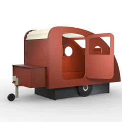 Lit enfant caravane avec coffre + timon finition laquée (coloris au choix)