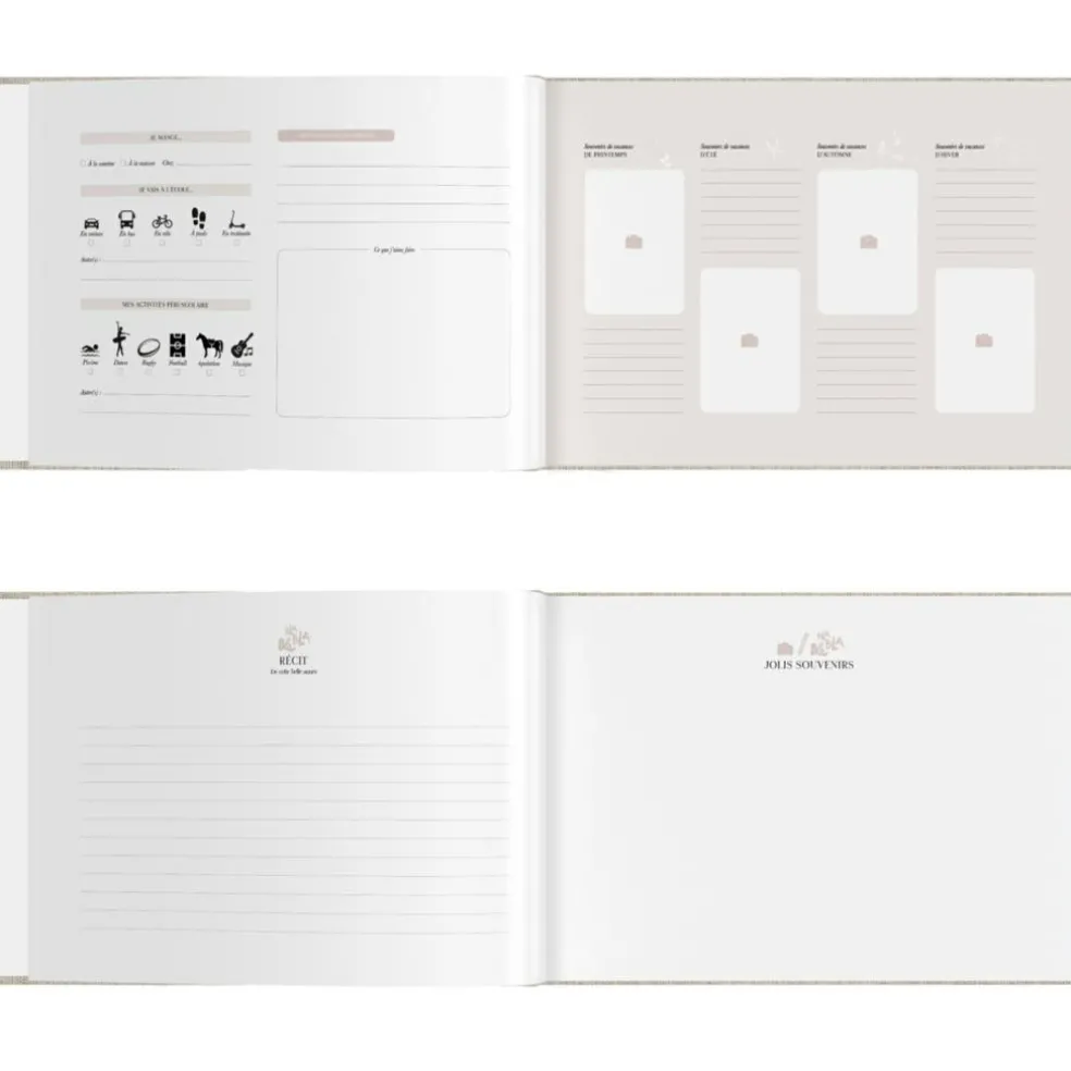 Livre Souvenirs d'école en lin (8 périodes scolaires)