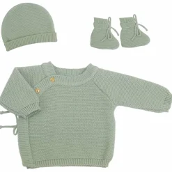 Lot brassière, bonnet et chaussons Vert Olive (0-1 mois)