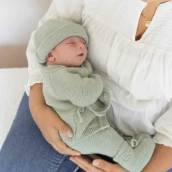 Lot brassière, bonnet et chaussons Vert Olive (0-1 mois)