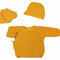 Lot brassière, bonnet et chaussons Moutarde (0-1 mois)