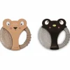 Lot de 2 anneaux de dentition animaux beige et noir
