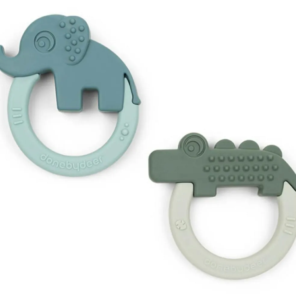 Lot de 2 anneaux de dentition Deer friends vert et bleu