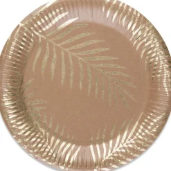 Lot de 8 assiettes en carton kraft Tropi Chic palmier
