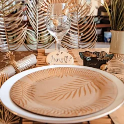Lot de 8 assiettes en carton kraft Tropi Chic palmier