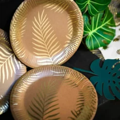 Lot de 8 assiettes en carton kraft Tropi Chic palmier