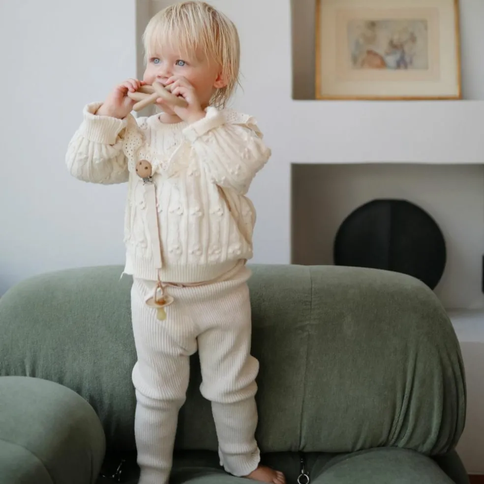 Lot de 2 attaches-sucettes en lin Blush-Cream