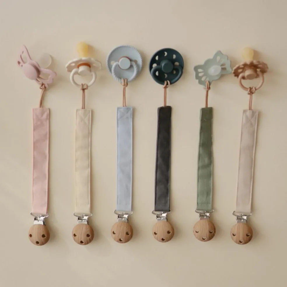 Lot de 2 attaches-sucettes en lin Blush-Cream