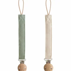 Lot de 2 attaches-sucettes en lin Olive-Sand