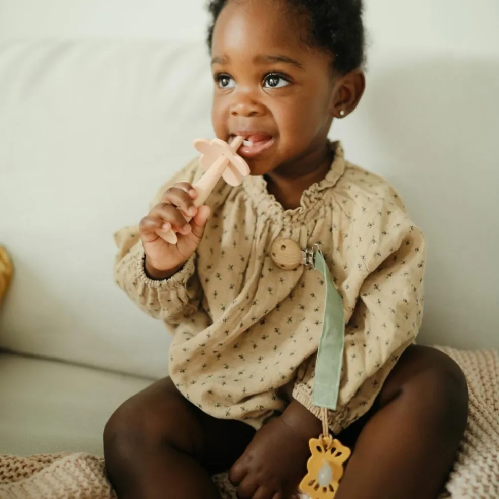 Lot de 2 attaches-sucettes en lin Olive-Sand