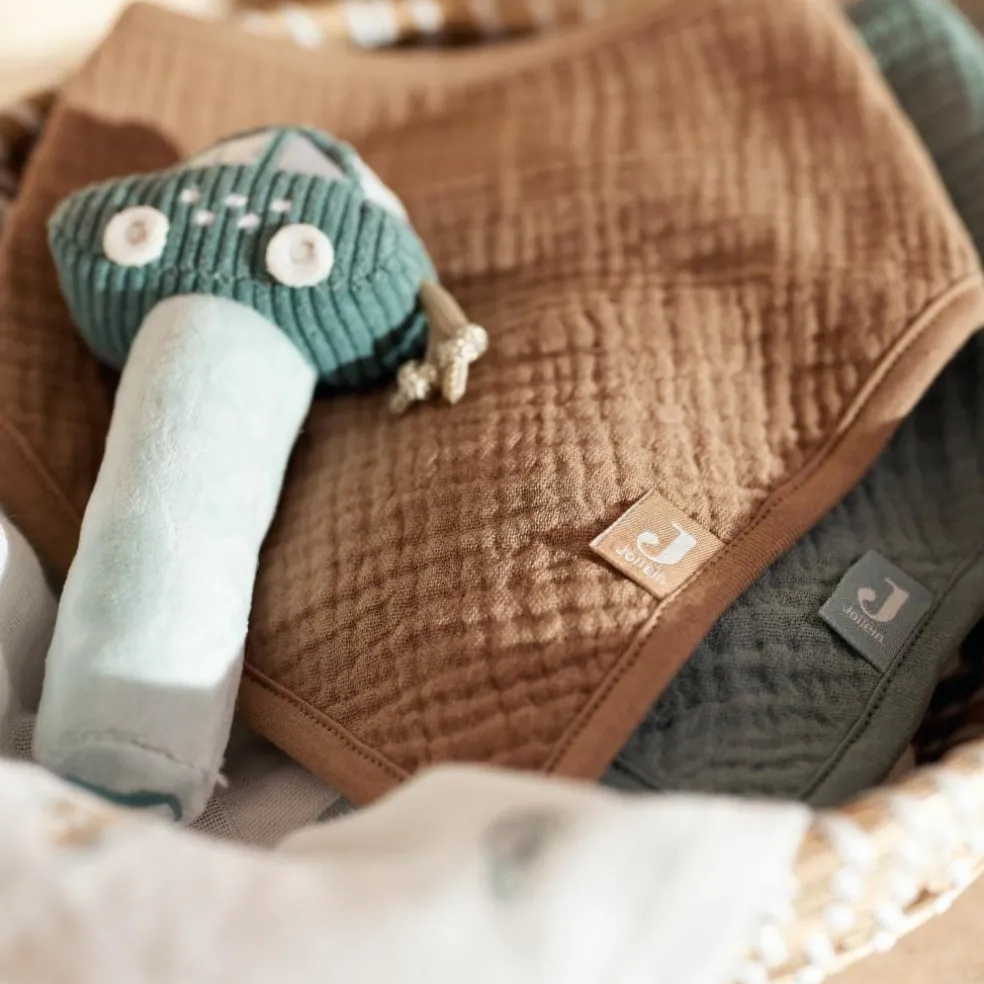 Lot de 2 bavoirs bandana gaze de coton Sea Green-Biscuit