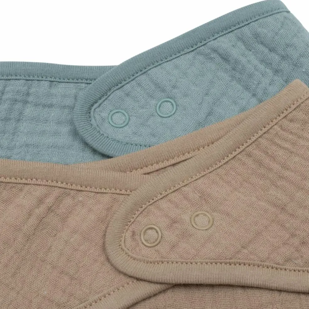 Lot de 2 bavoirs bandana gaze de coton Sea Green-Biscuit