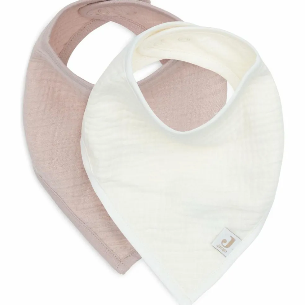 Lot de 2 bavoirs bandana gaze de coton Wild Rose-Oatmeal