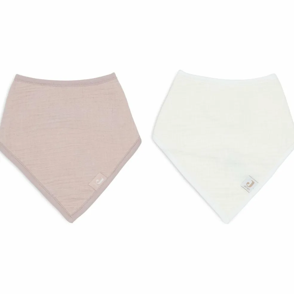 Lot de 2 bavoirs bandana gaze de coton Wild Rose-Oatmeal