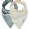 Lot de 2 bavoirs bandana Velvet Rib Sea Green-Ivory
