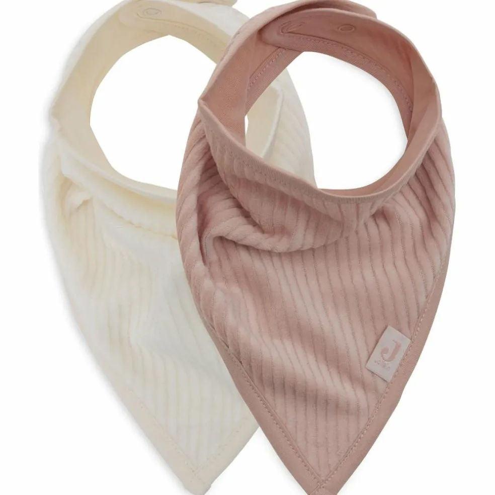 Lot de 2 bavoirs bandana Velvet Rib Wild Rose-Ivory