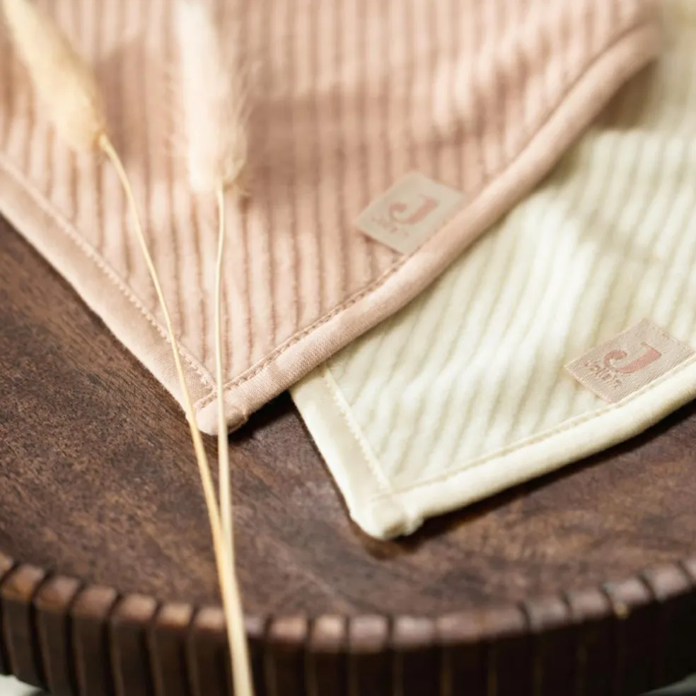 Lot de 2 bavoirs bandana Velvet Rib Wild Rose-Ivory