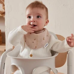 Lot de 2 bavoirs bandanas en mousseline Bali, Moka & Snow