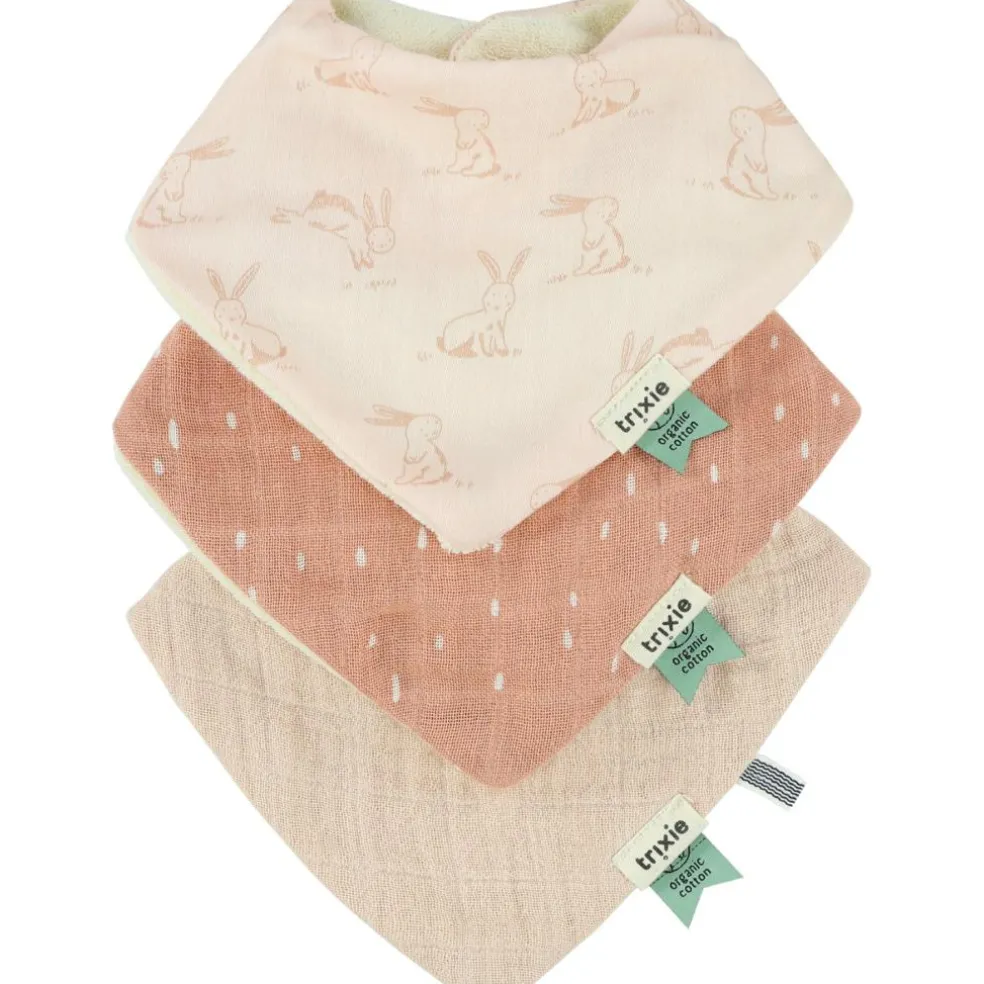 Lot de 3 bavoirs bandanas Rosy Rabbit