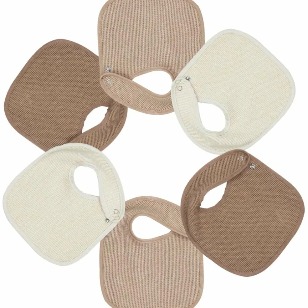 Lot de 6 bavoirs de naissance Nid d'abeille Beige-Choco