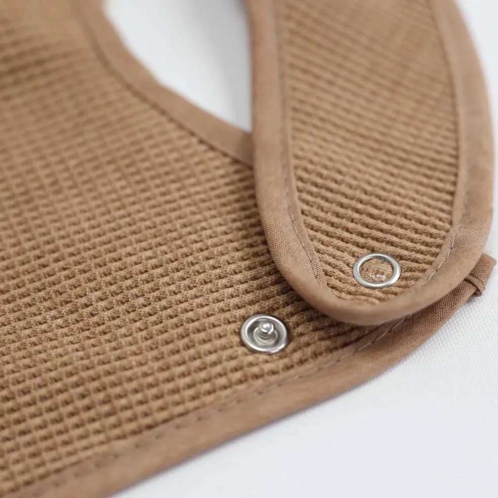 Lot de 6 bavoirs de naissance Nid d'abeille Beige-Choco