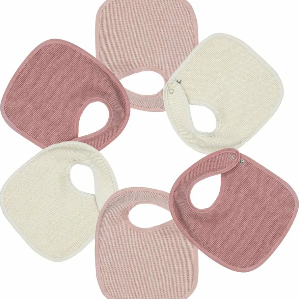 Lot de 6 bavoirs de naissance Nid d'abeille Rose