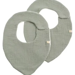 Lot de 2 bavoirs en double gaze de coton Sauge