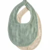 Lot de 2 bavoirs en mousseline Roman Green-Fog