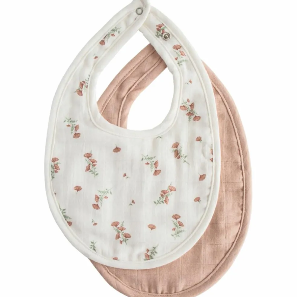 Lot de 2 bavoirs en mousseline Blush-Pink Floral