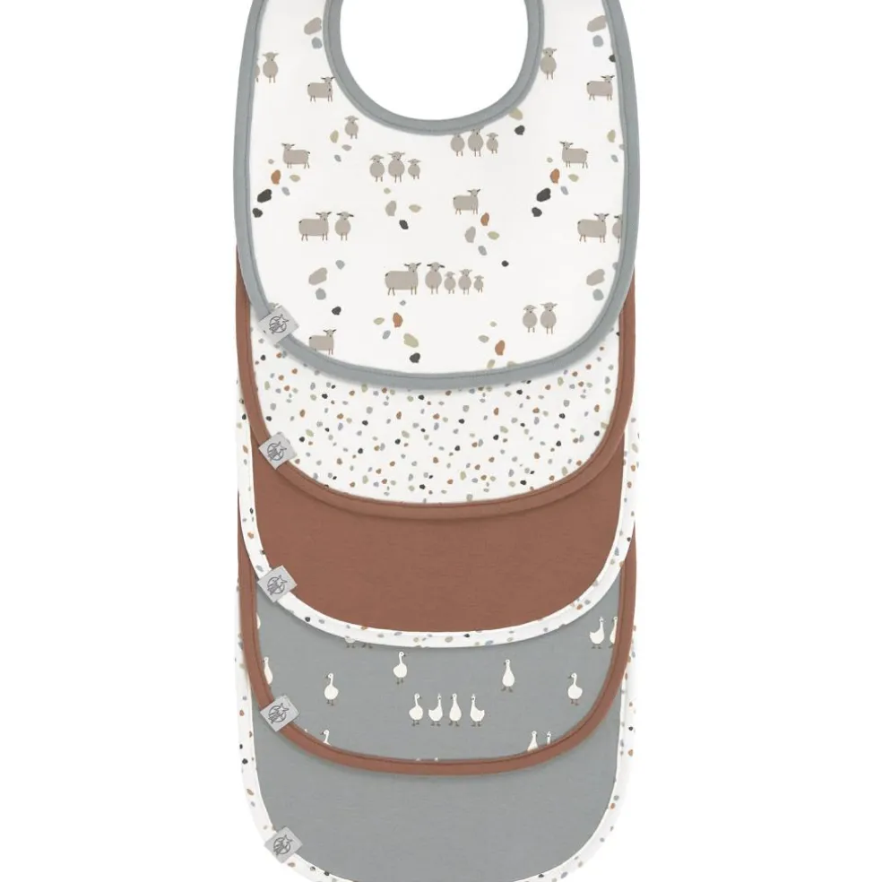 Lot de 5 bavoirs en éponge Tiny Farmer Mouton bleu