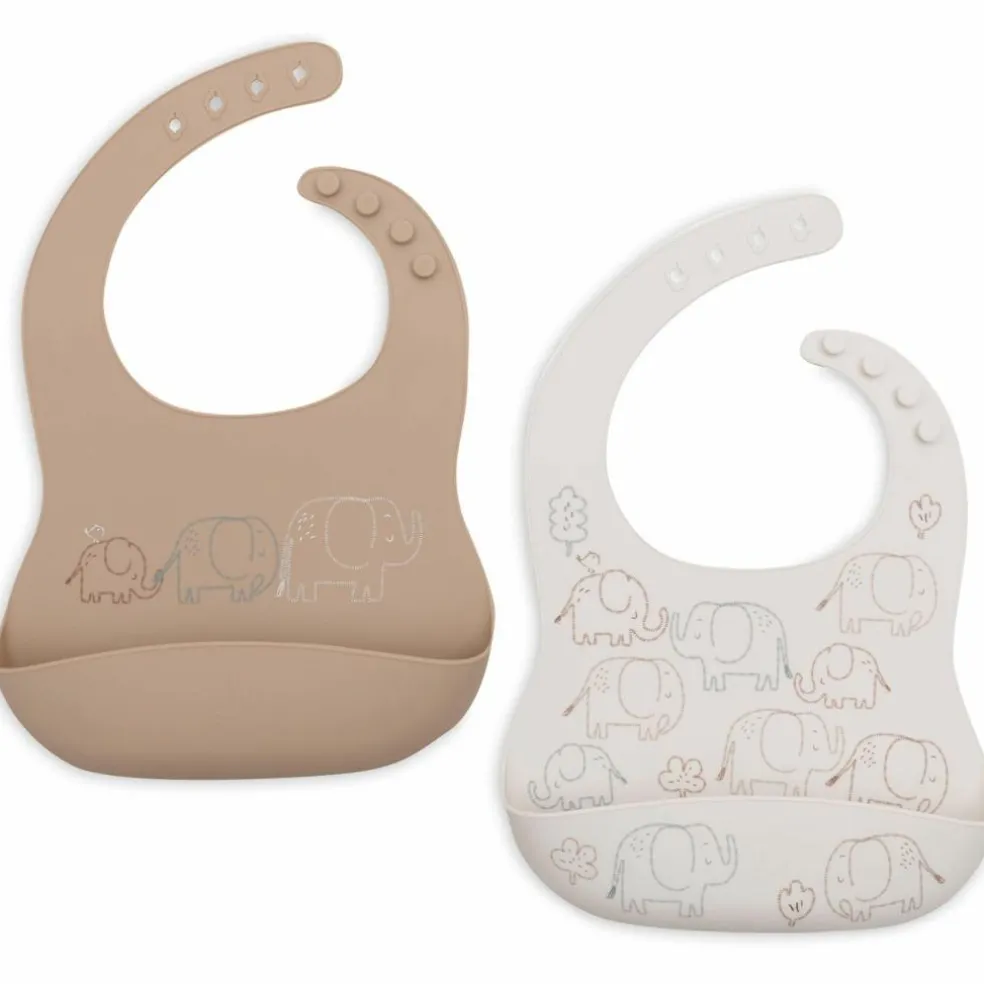 Lot de 2 bavoirs en silicone Elephant Tales