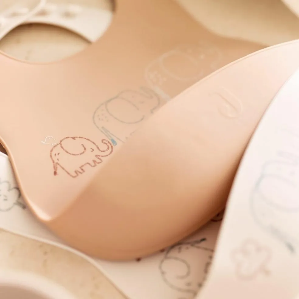 Lot de 2 bavoirs en silicone Elephant Tales