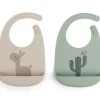 Lot de 2 bavoirs en silicone Lalee Sable et Vert