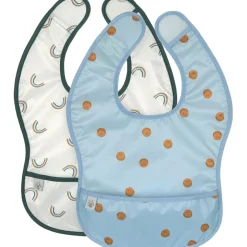 Lot de 2 bavoirs Happy Rascals Smile bleu ciel