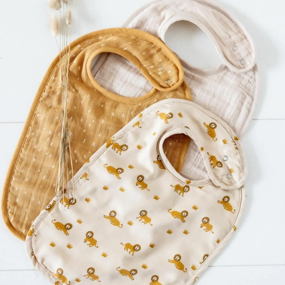 Lot de 3 bavoirs Lively Lion