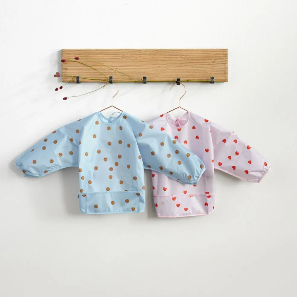 Lot de 2 bavoirs manches longues Happy Rascals Smile bleu ciel