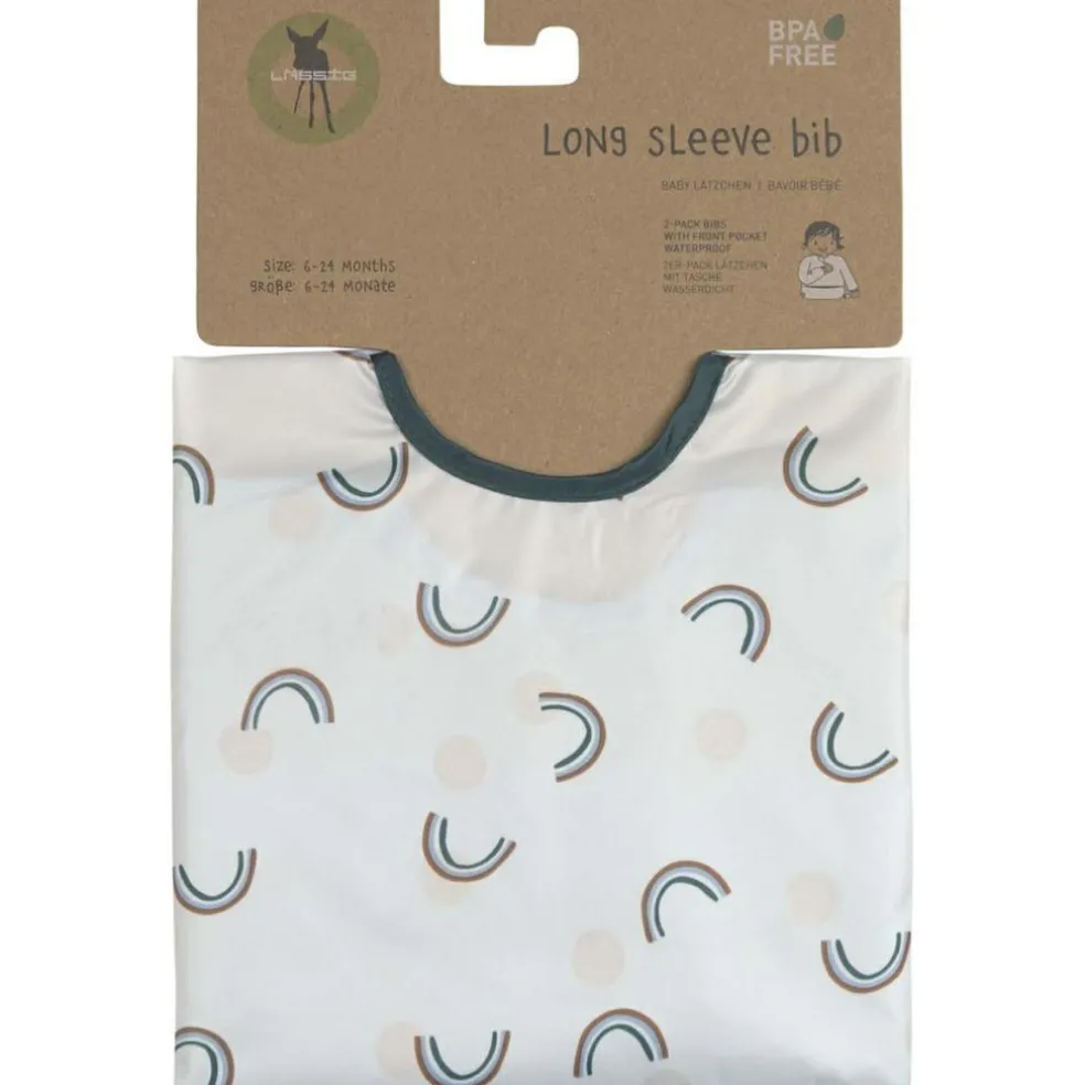 Lot de 2 bavoirs manches longues Happy Rascals Smile bleu ciel