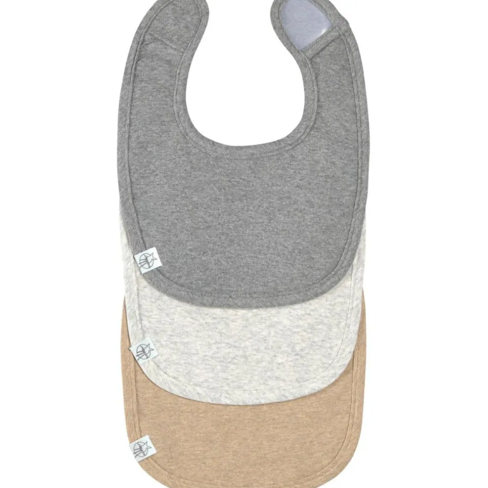 Lot de 3 bavoirs naissance gris foncé-gris clair-nature mélange