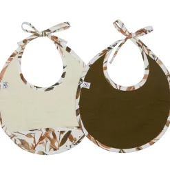 Lot de 2 bavoirs naissance en gaze de coton Caramel Forest