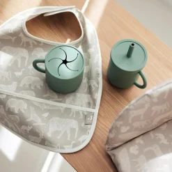 Lot de 2 bavoirs plastifiés Animals Olive Green