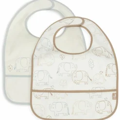 Lot de 2 bavoirs plastifiés Elephant Tales