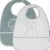 Lot de 2 bavoirs plastifiés Miffy Peekaboo Sea Green