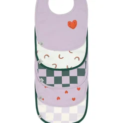 Lot de 5 bavoirs éponge Happy Rascals Coeur lavande