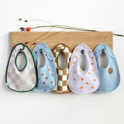 Lot de 5 bavoirs éponge Happy Rascals Smile bleu ciel