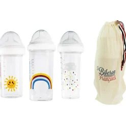 Lot de 3 biberons anti colique gigognes Rainbow Arc-en-ciel (360 ml et 210 ml)