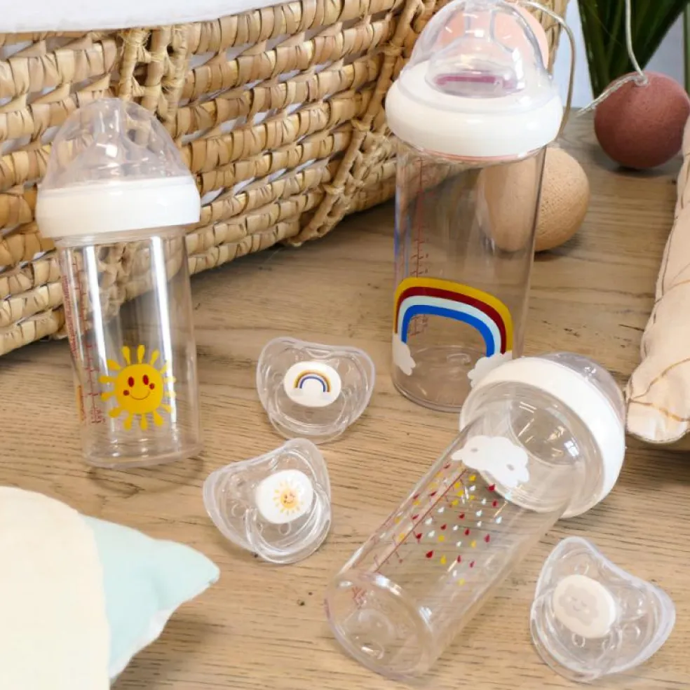 Lot de 3 biberons anti colique gigognes Rainbow Arc-en-ciel (360 ml et 210 ml)