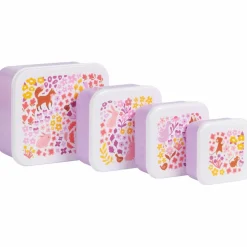 Lot de 4 boîtes à goûter Fleurs du jardin