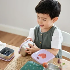 Lot de 3 boîtes à goûter inox Happy Rascals Coeur lavande