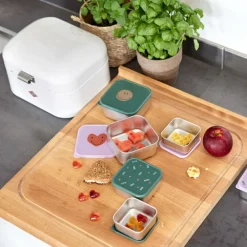 Lot de 3 boîtes à goûter inox Happy Rascals Coeur lavande